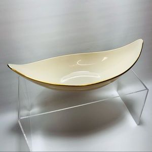 Vintage Lenox Fine China Porcelain Ivory Banana Boat 24kt Gold Hand Painted Trim
